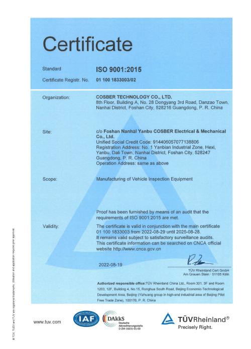 ISO-9001 Certificated by TUV Rhineland